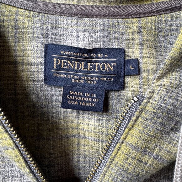 New Pendleton Virgin Wool Sage/Gray Plaid Zip Front Hoodie Jacket Women's Large - Picture 3 of 11